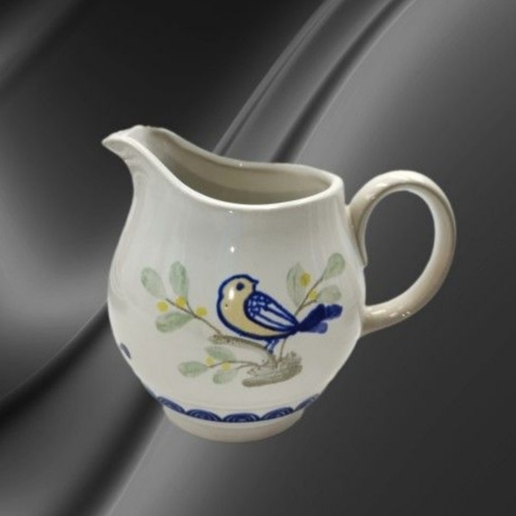 Franciscan Stoneware California Love Bird Yellow Bird Gray Blue Small Creamer - Picture 3 of 3